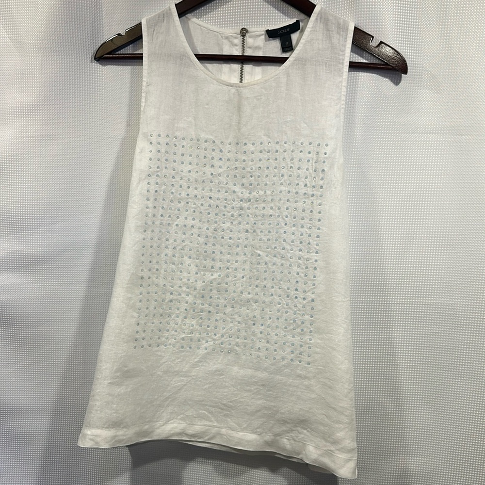J. Crew White 100% Linen Tank Top – Size 12